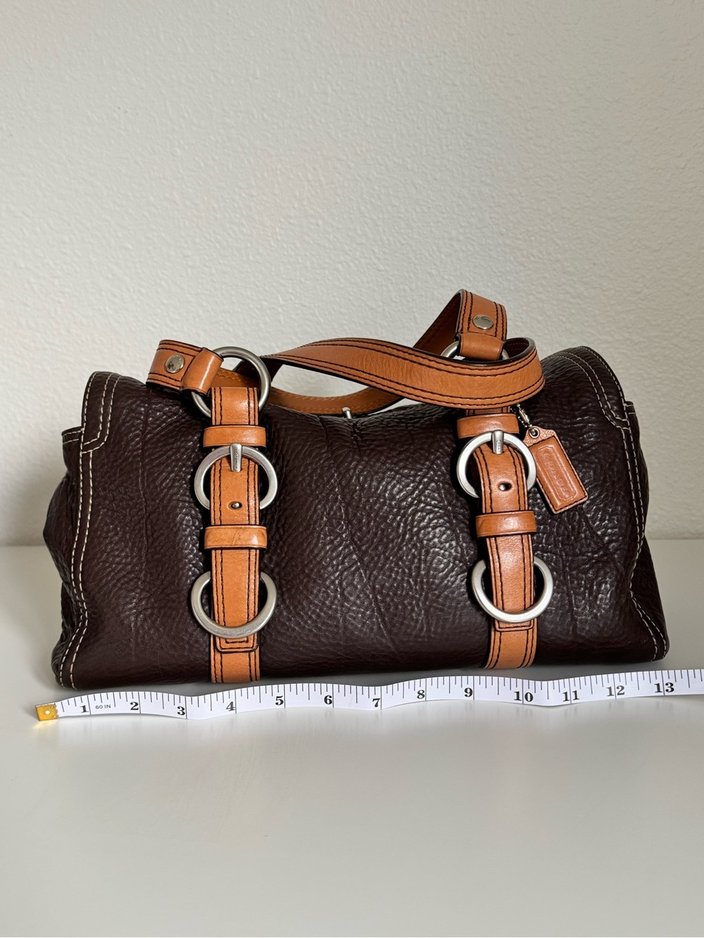 Coach Chelsea Brown Pebbled Leather Satchel Bag (Y2K Style F12334) - Picture 9 of 12